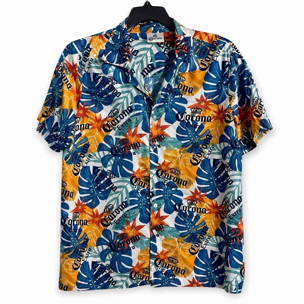 Corona Hawaiian Shirt Men 2XLT XXL Tropical Beer Button Up Camp NWT